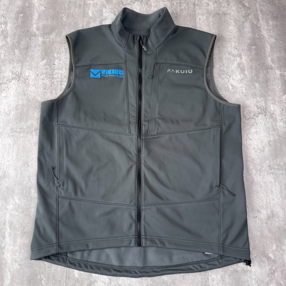 KUIU Axis Vest Mens XXL Ash Gray Wind Resistant Fleece Hunting Viking Logo